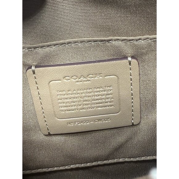 NWOT Coach Mini Rowan File Bag Signature Print Leather Tan Khaki Sand Crossbody - Picture 3 of 9